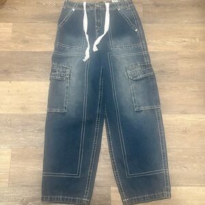 True Religion Dark Blue Relaxed Cargo Jeans